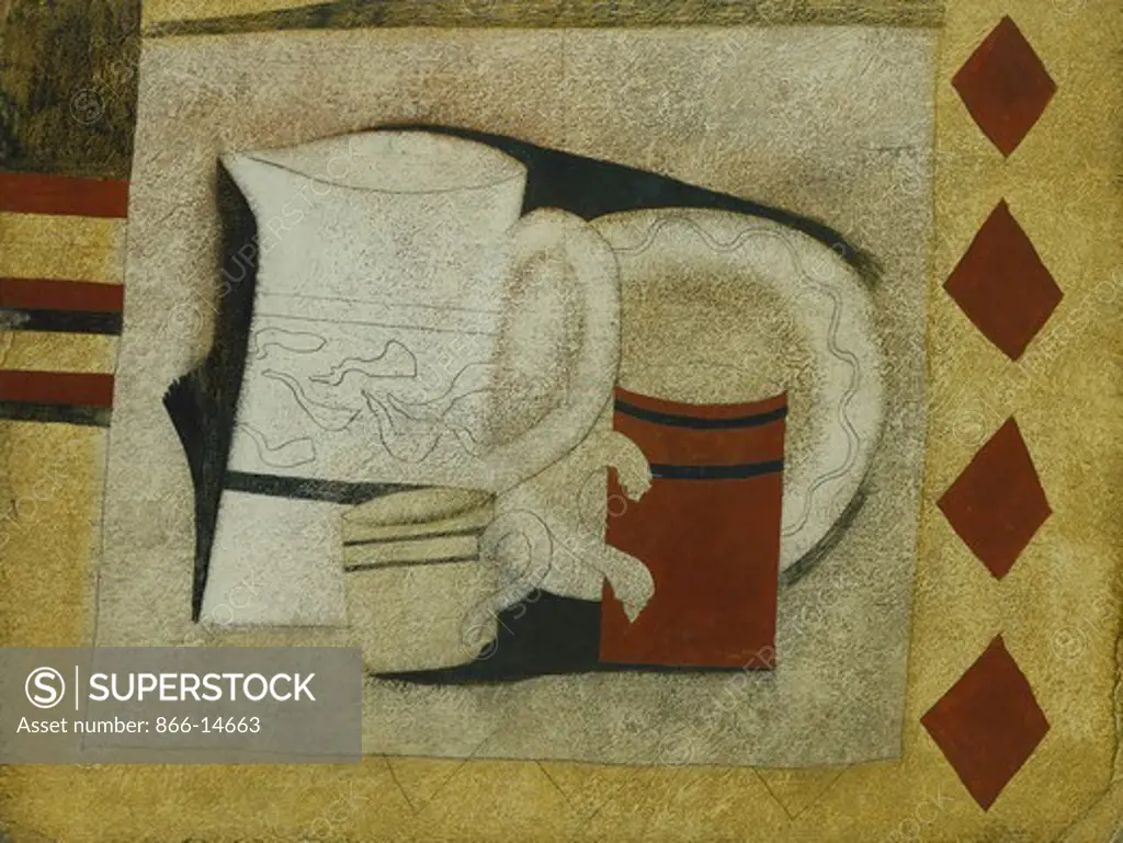 Still Life with Jugs. Ben Nicholson (1894-1982). Oil on board. Signed and dated 1930. 33 x 43cm.