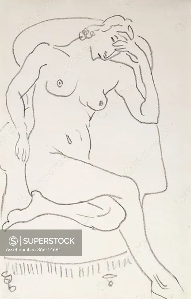 Nude Woman in an Armchair; Femme Nue dans au Fauteuil. Henri Matisse (1869-1954). Pencil on paper. Drawn circa 1922-24. 40.4 x 25.9cm.