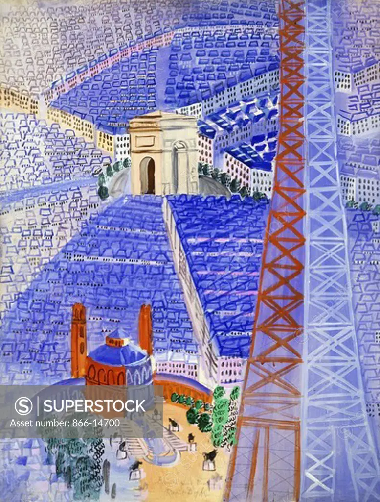 The Eiffel Tower Project for the Beauvais Tapestry; La Tour Eiffel, Projet pour la Tapisserie de Beauvais. Raoul Dufy (1877-1953). Gouache on paper. Executed circa 1929-1930. 74 x 57.5cm.