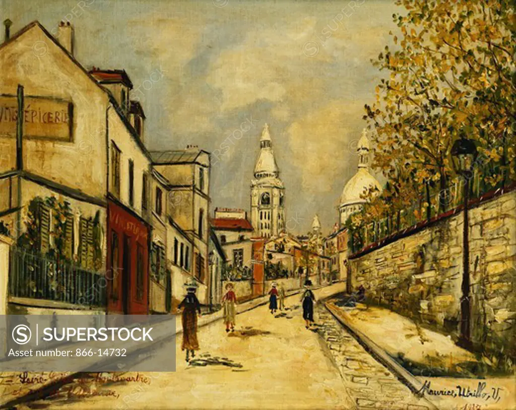 Rue de l'Abreuvoir a Montmartre. Maurice Utrillo (1883-1955). Oil on canvas. Painted in 1937. 50 x 61cm.