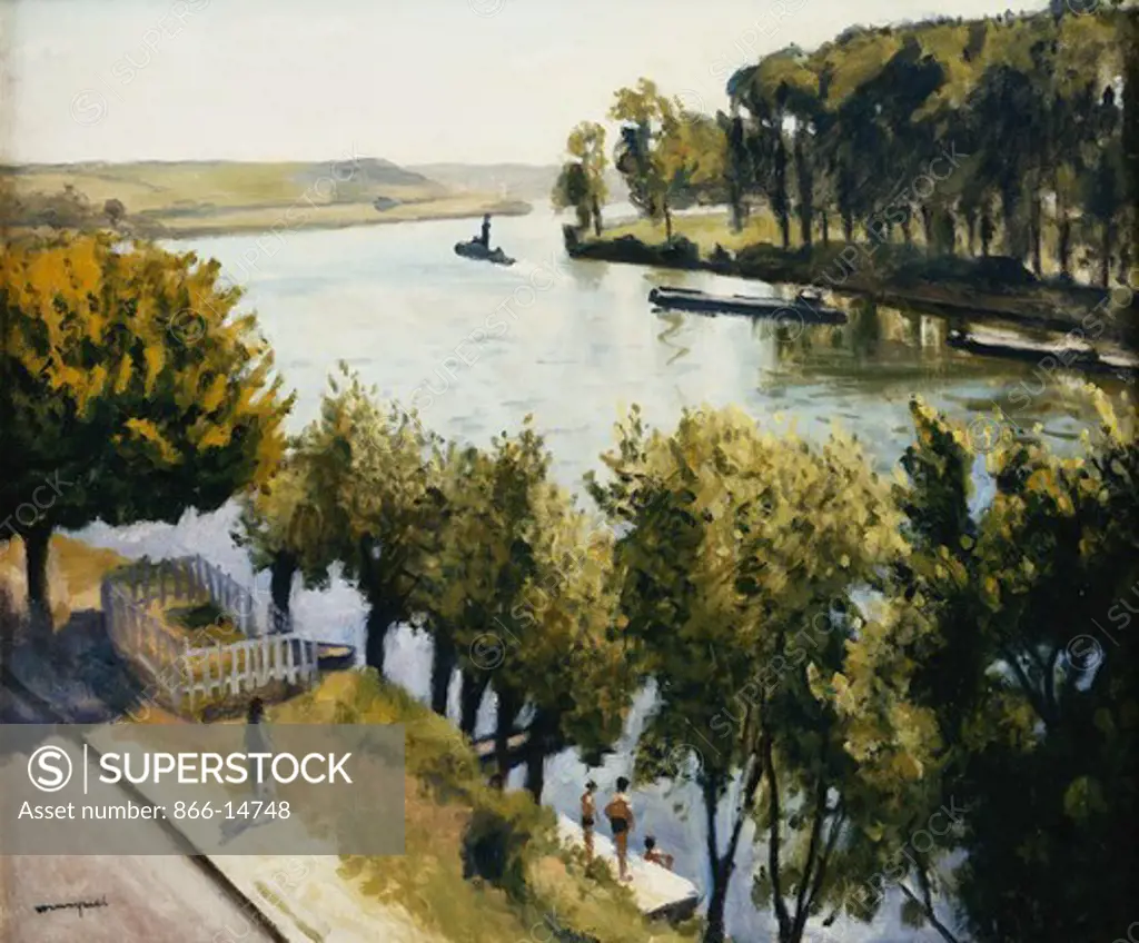 La Seine a la Frette Montigny. Albert Marquet (1875-1947). Oil on canvas. Painted circa 1947. 54.3 x 65.1cm.