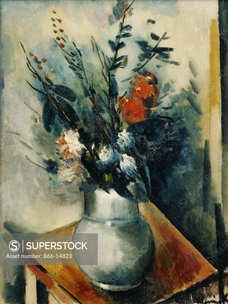 Vase of Flowers on a Table; Vase de Fleurs sur une Table. Maurice de Vlaminck (1876-1958). Oil on canvas. 64.8 x 50.2cm