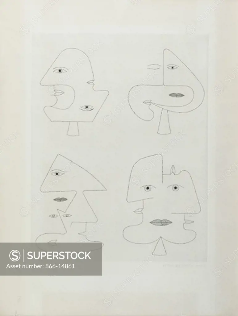 Codex d'un Visage. Victor Brauner (1903-1966). Engraving. Signed and dated 1962. 47 x 37cm.