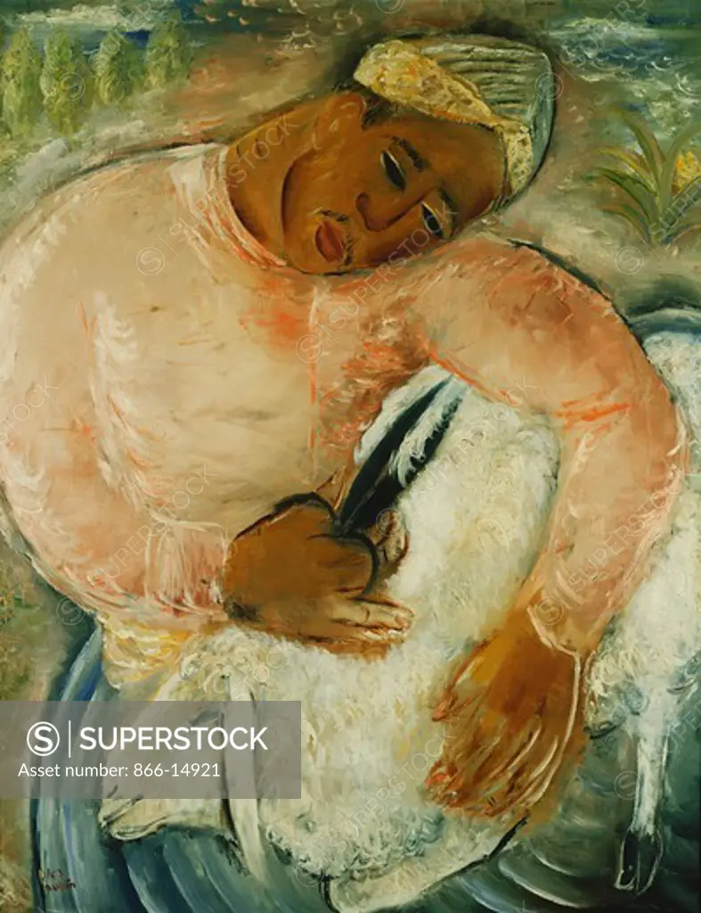The Sheep Shearer. Reuven Rubin (1893-1974). Oil on canvas. 78.8 x 61cm.