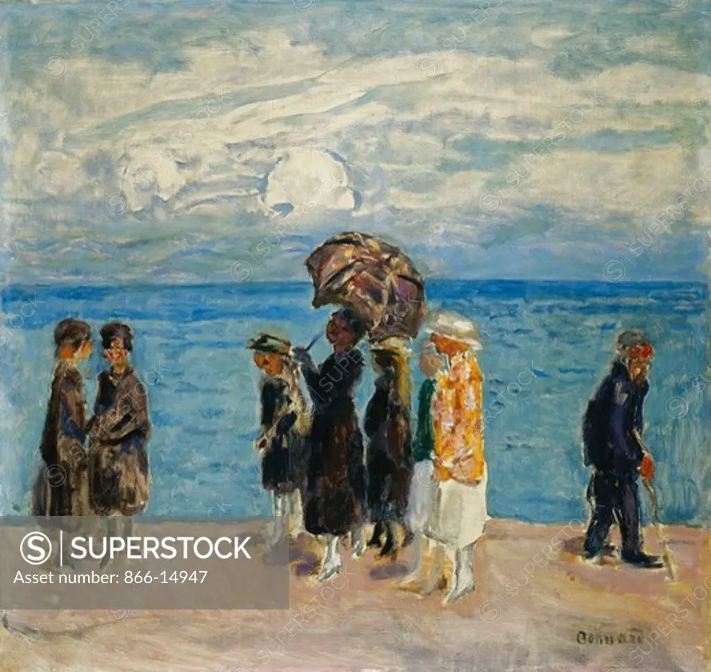 Promenaders at the Seaside; Promeneurs au Bord de la Mer. Pierre Bonnard (1867-1947). Oil on canvas. Painted in 1916. 59 x 62cm