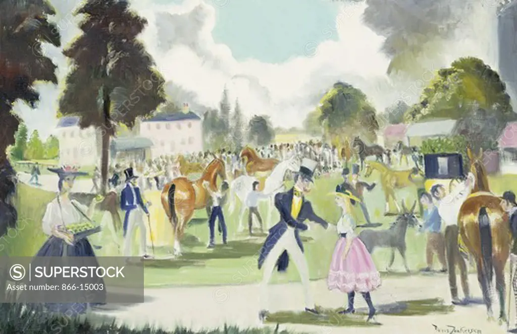 The Great Horse Fair. Doris Clare Zinkeisen (1898-1991). Oil on canvas. 19 x 29in