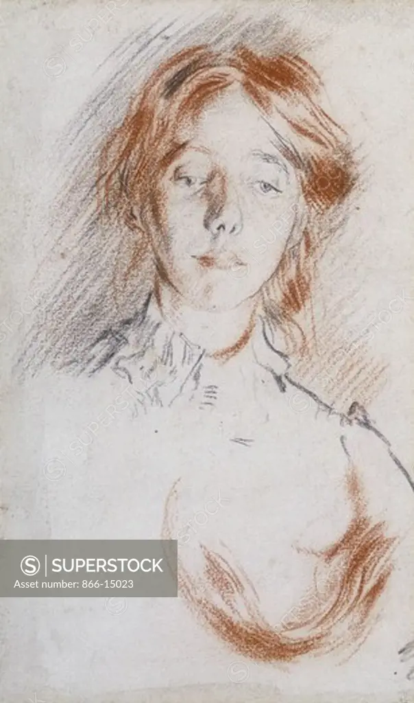 Study of Gwen John. Augustus John (1878-1961). Red and black chalk. Executed c. 1900. 10 1/8 x 6in