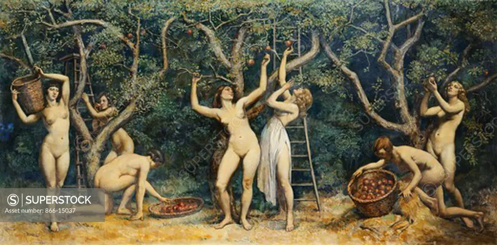 Nymphs Collecting Apples. Randolphe Schwabe (1885-1948). Oil on canvas. 122 x 244cm