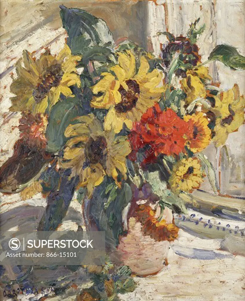 Summer Flowers in a Jug. Dorothea Sharp (1874-1955). Oil on board. 24 x 20in