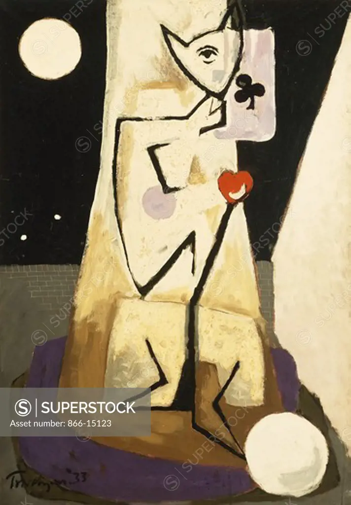 Standing Figure with Ace of Clubs. Julian Trevelyan (1910-1988). Oil on canvas. Dated 1933. 93 x 65.5cm