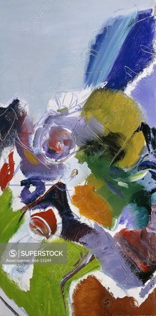 Cottage Garden Flowers. Ivon Hitchens (1893-1979). Oil on canvas. Painted in 1967.  18 x 36in.