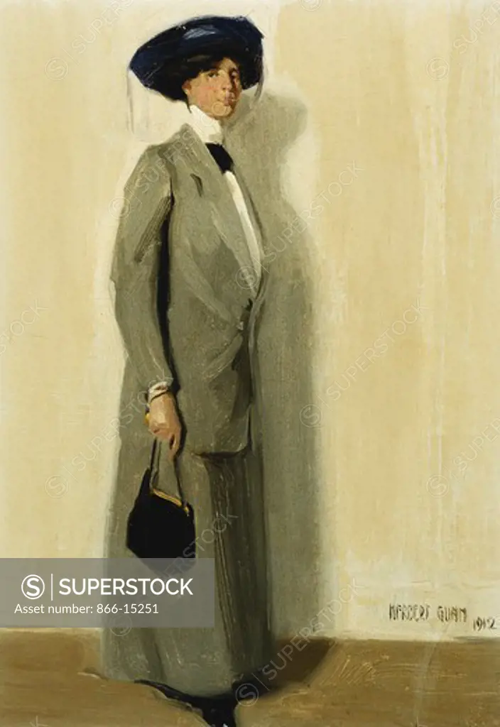 La Belle. Sir Herbert James Gunn (1893-1964). Oil on canvas board. Dated August 1912. 33 x 23cm