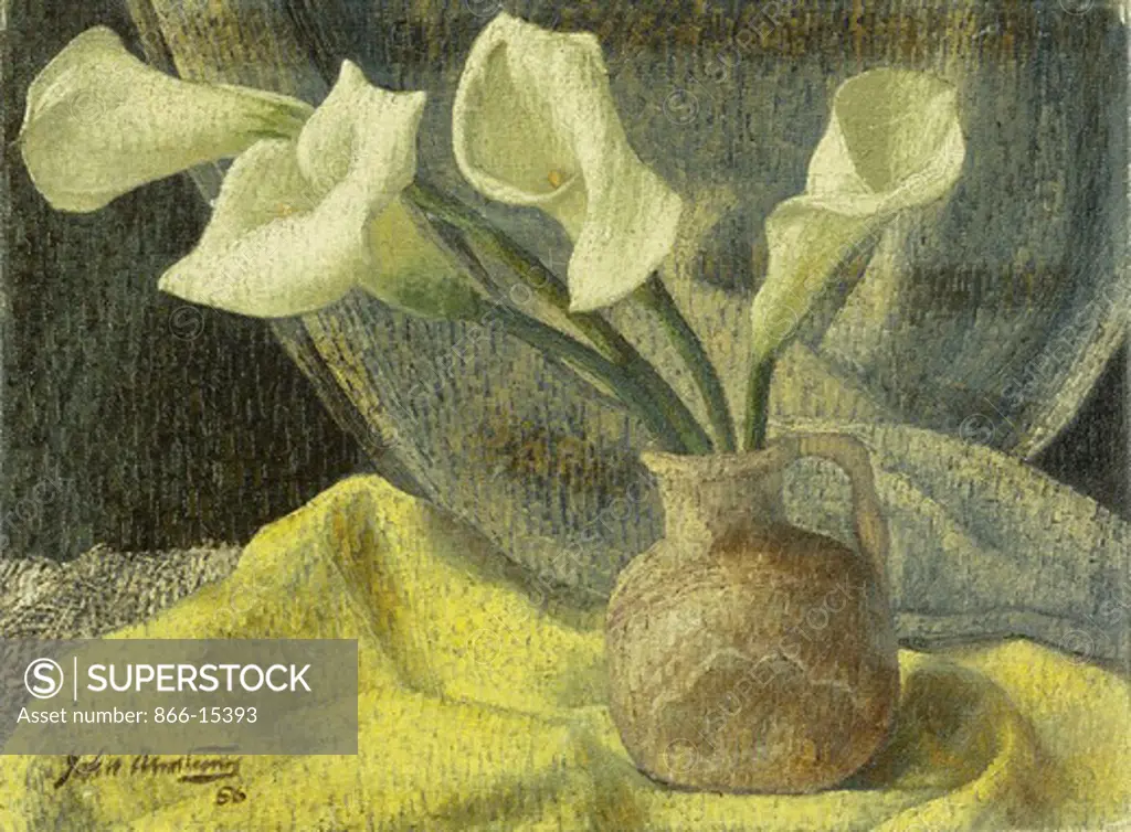 Lilies in a Jug. John Armstrong (1893-1973). Oil on canvas. Signed and dated 1956. 11 1/2 x 15 1/2in