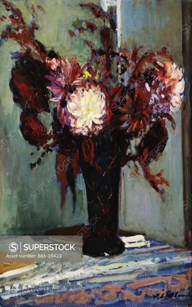 Chrysanthemums in a Vase. Jacques Emile Blanche (1861-1942). Oil on canvas. 24 x 19 1/2in