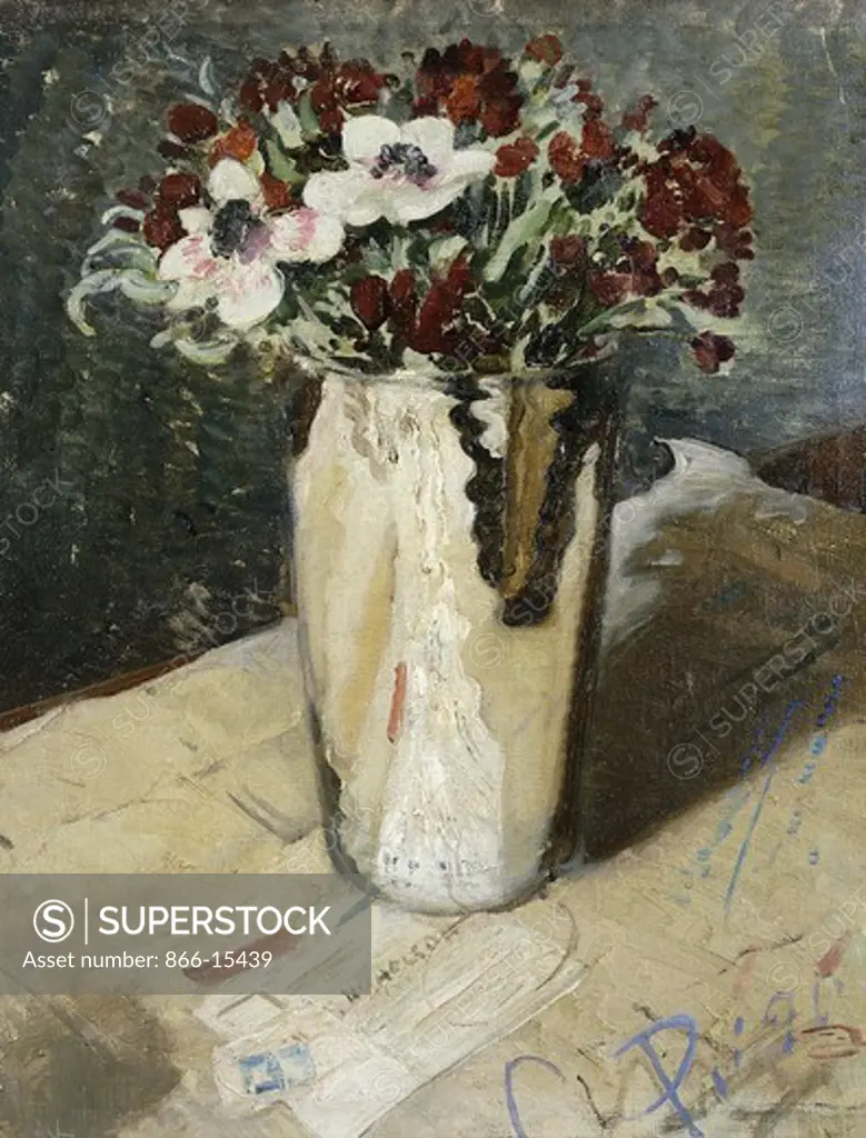 Wallflowers and Anemones. Sir William Nicholson (1872-1949). Oil on canvas. Dated 1930. 20 x 16 1/4in