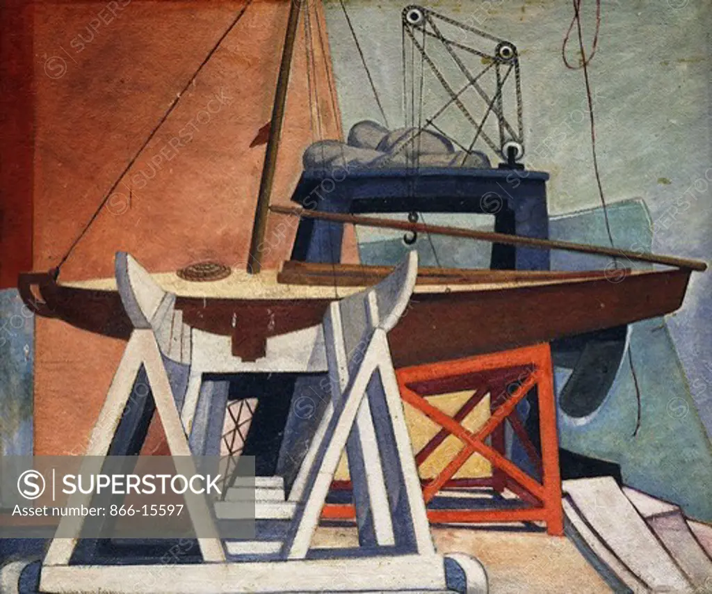 Boatyard. Roy de Maistre (1894-1968). Oil on board. 25 x 30in