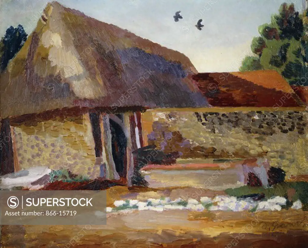 The Barn at Charleston. Duncan Grant (1885-1978). Oil on canvas. Painted circa 1950. 17 x 21in