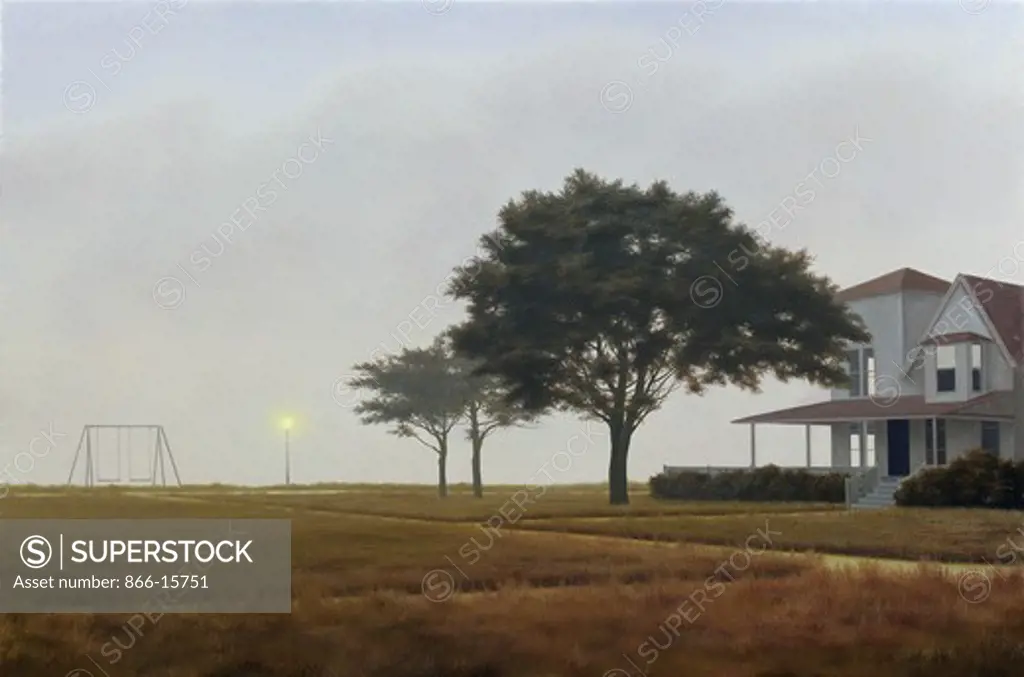 Fogg Evening Near Old Saybrook, Connecticut. Katherine Doyle (active 20th century). Oil on linen. Signed and dated 1985. 24 x 36in