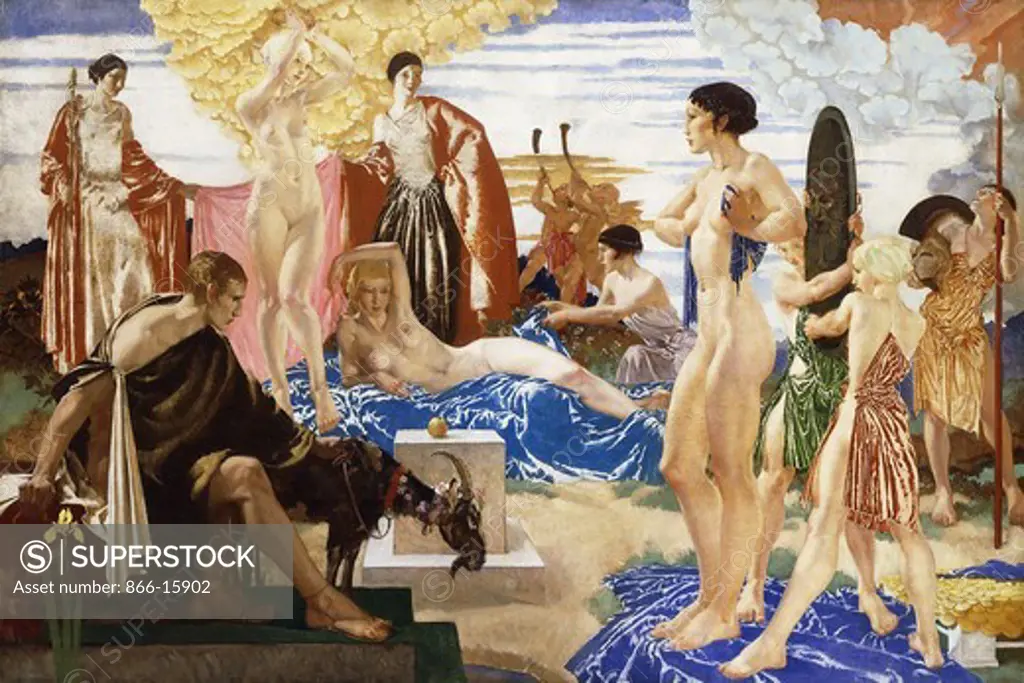 The Judgment of Paris. Sir William Russell Flint (1880-1969). Oil on canvas. Dated 1935. 119.5 x 176cm
