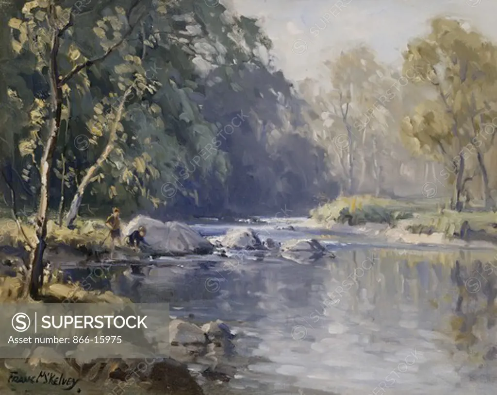 River at Kells, Co. Antrim. Frank McKelvey (1895-1974). Oil on canvas. 40.6 x 50.8cm