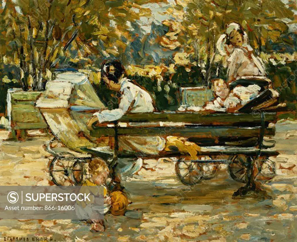 In the Luxembourg Gardens. Dorothea Sharp (1874-1955). Oil on panel. 37 x 44.5cm