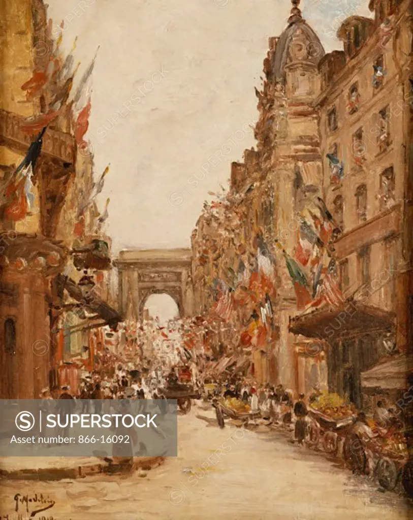 Bastille Day. Gustave Madelain (1867-1944). Oil on canvas. Signed and dated 1919. 41 x 33cm.