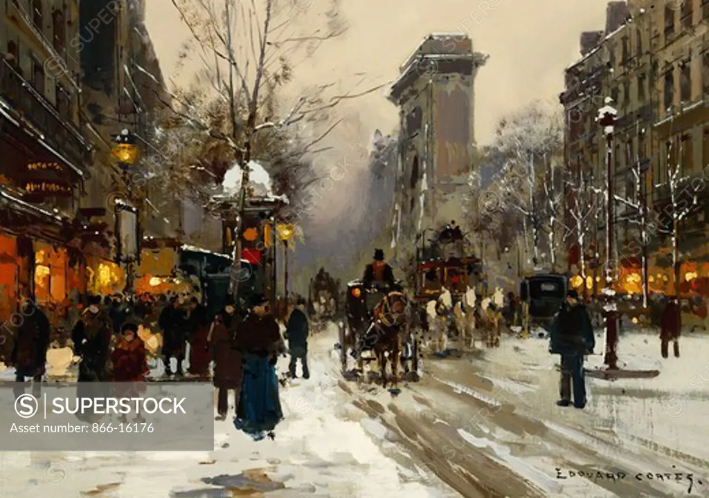 Porte St. Denis, Paris. Edouard Cortes (1882-1969). Oil on canvas. 33.5 x 46cm