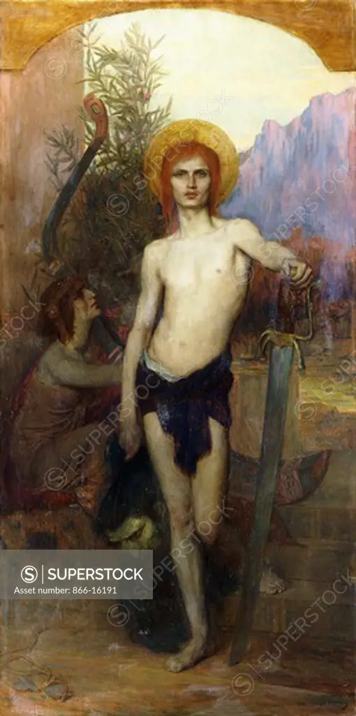 David with the Head of Goliath. Georges Lavergne (1863-1942). Oil on canvas. Dated 1894. 228 x 121.3cm