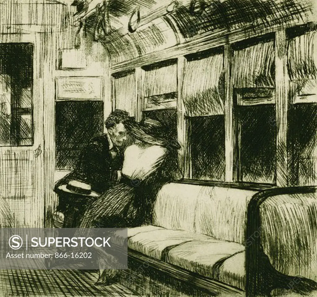 Night on the El Train. Edward Hopper (1882-1967). Etching. Executed in 1918. 19.1 x 20.4cm