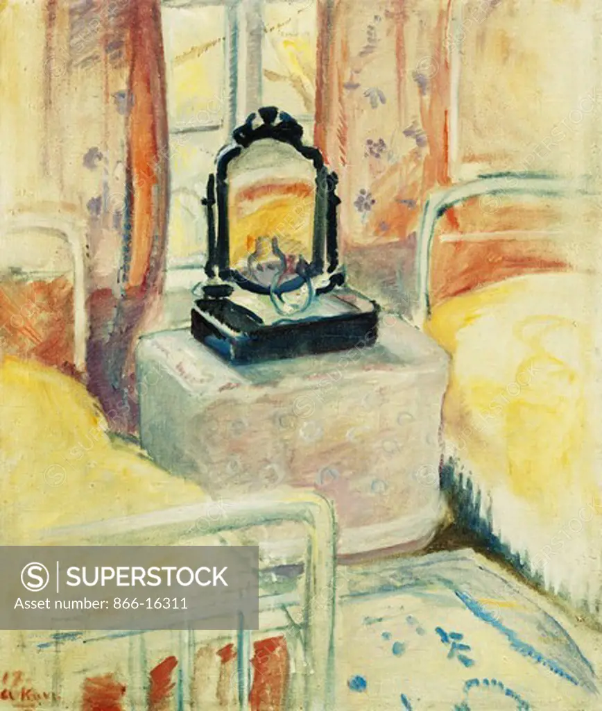 The Bedroom. Arne Kavli (1878-1970). Oil on canvas. Dated 1917. 77.5 x 65.5cm