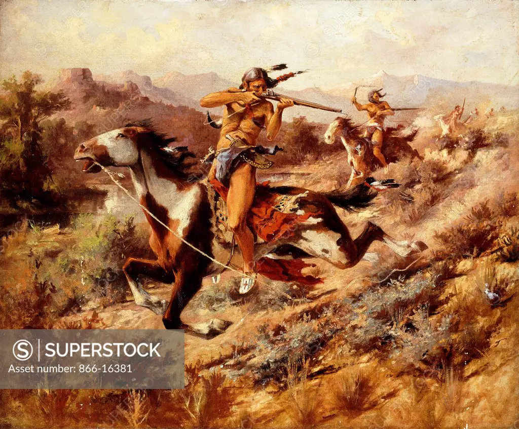 The Pursuit. Edgar Samuel Paxson (1852-1919). Oil on canvas. 50.8 x 61cm.