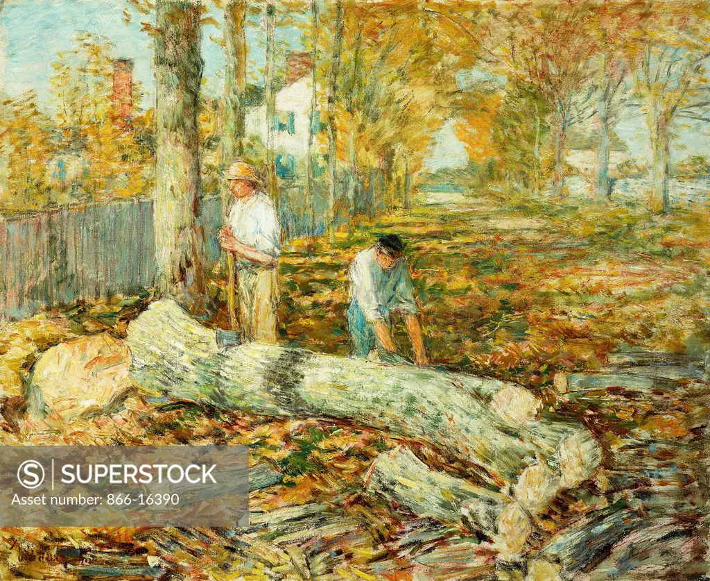 Woodcutters (The Old Elm). Frederick Childe Hassam (1859-1935). Oil on canvas. Signed and dated 1903. 46.3 x 56.5cm.