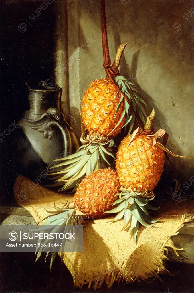 Pineapples. Frederick Stone Batcheller (1837-1889). Oil on canvas. 91.5 x 61cm.