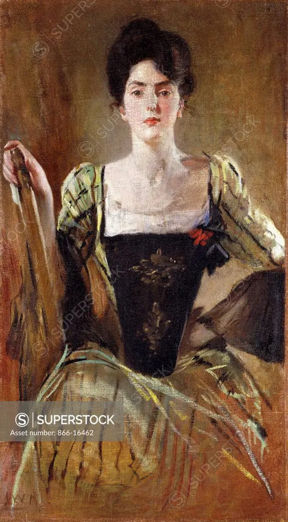 The Green Gown. John White Alexander (1856-1915). Oil on canvas. Painted circa 1904. 102 x 27.1cm.