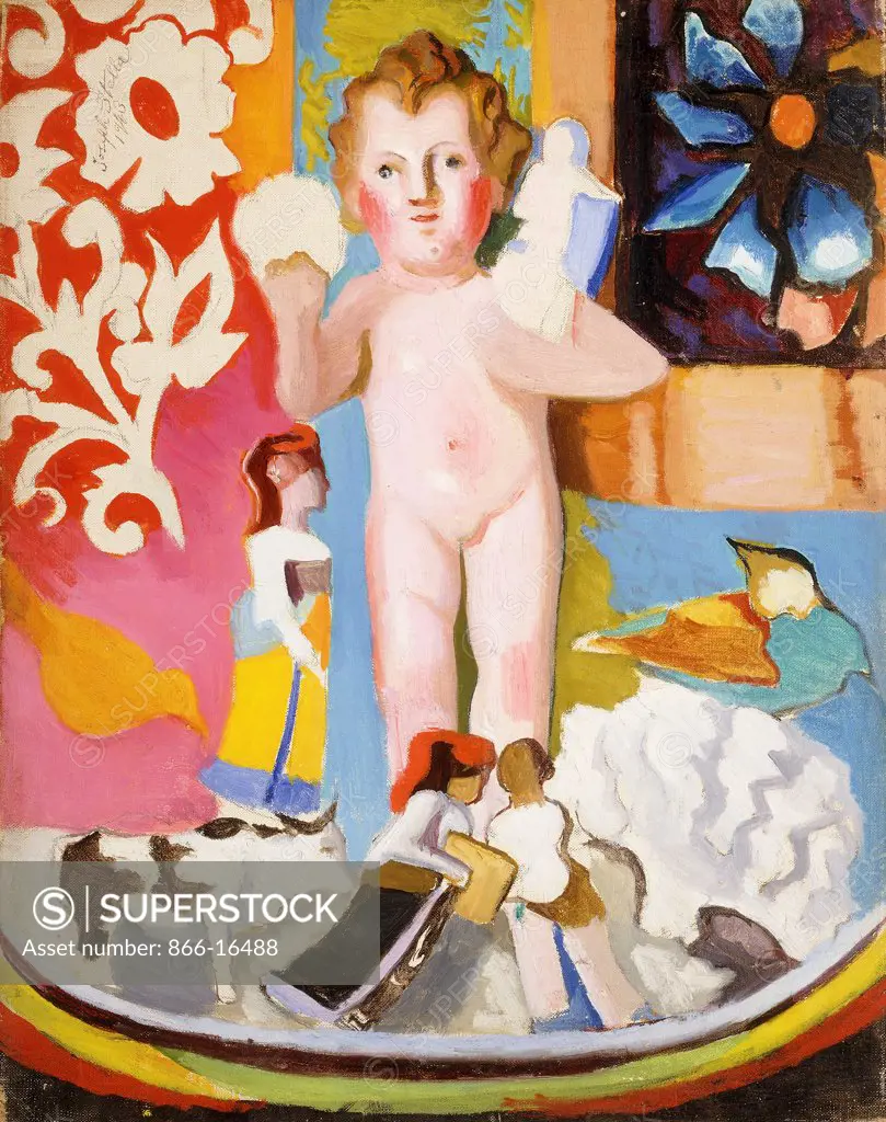 Toys. Joseph Stella (1877-1946). Oil and pencil on canvas. Signed and dated 1943. 52.1 x 41.9cm.
