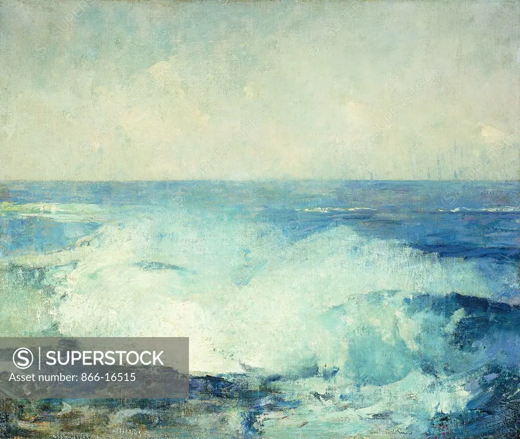 Crashing Waves. Soren Emil Carlsen (1848-1932). Oil on canvas laid down on masonite. 50.8 x 60.5cm.