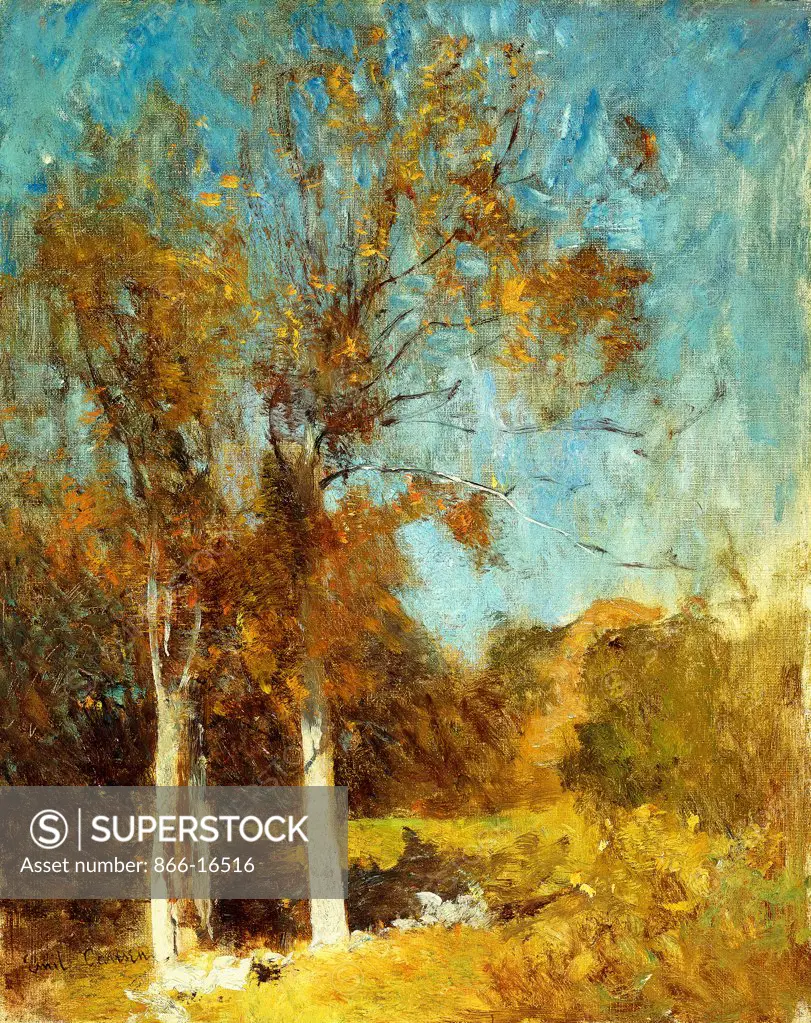 Autumn Trees. Soren Emil Carlsen (1848-1932). Oil on canvas. 50.5 x 40.6cm.
