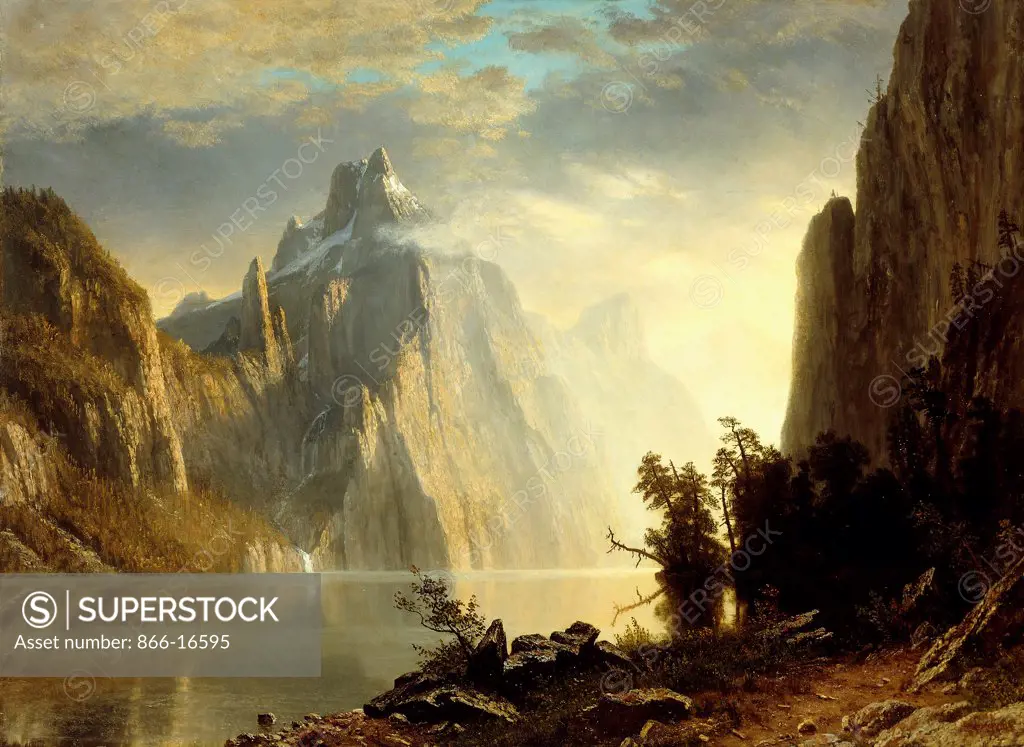 A Lake in the Sierra Nevada. Albert Bierstadt (1830-1902). Oil on canvas. Signed and dated 1867. 55.5 x 76.2cm.