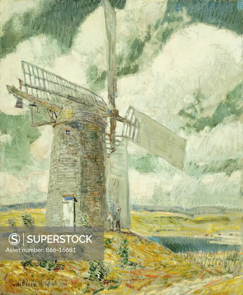 Bending Sail on the Old Mill, Bridgehampton. Frederick Childe Hassam (1859-1935). Oil on canvas. Signed and dated 1920. 61 x 50.5cm.