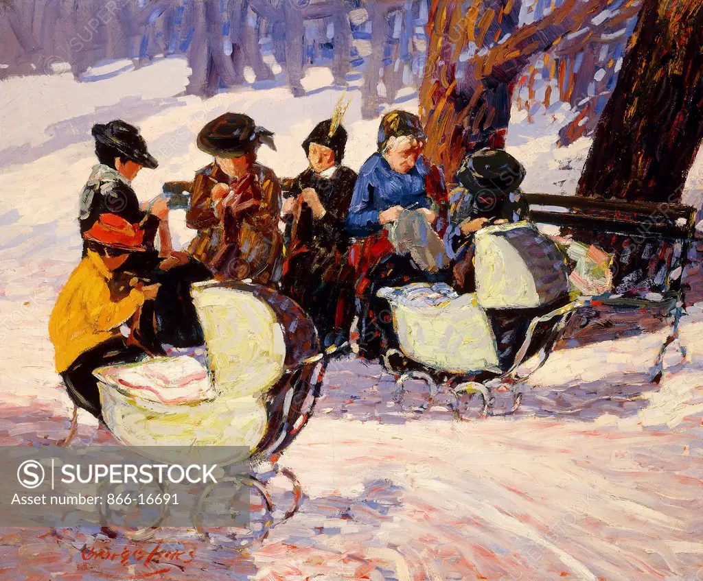 Knitters, High Bridge Park. George Benjamin Luks (1866-1933). Oil on canvas. 76.1 x 91.5cm.