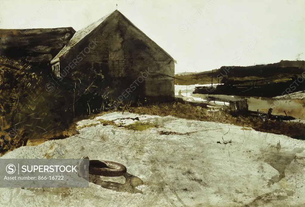 Ringbolt. Andrew Wyeth (1917-2009). Watercolour on paper. Executed in 1965. 48.2 x 71.1cm.