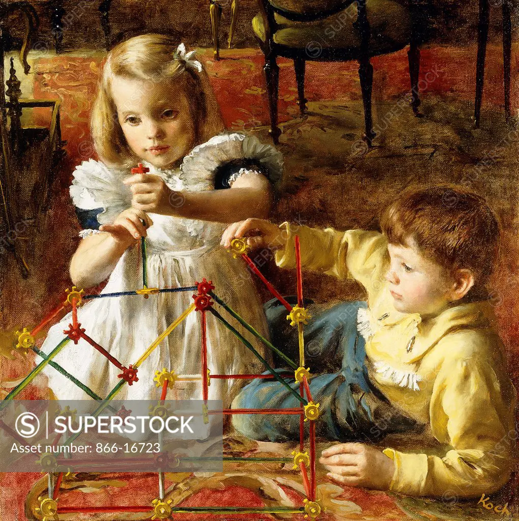 Children at Play. John Koch (1909-1978). Oil on canvas. 46 x 45.9cm.