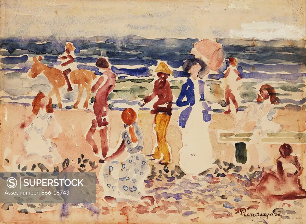 On the Beach. Watercolour on paper. Maurice Brazil Prendergast (1859-1924). Painted circa 1920-23. 22.9 x 30.5cm.