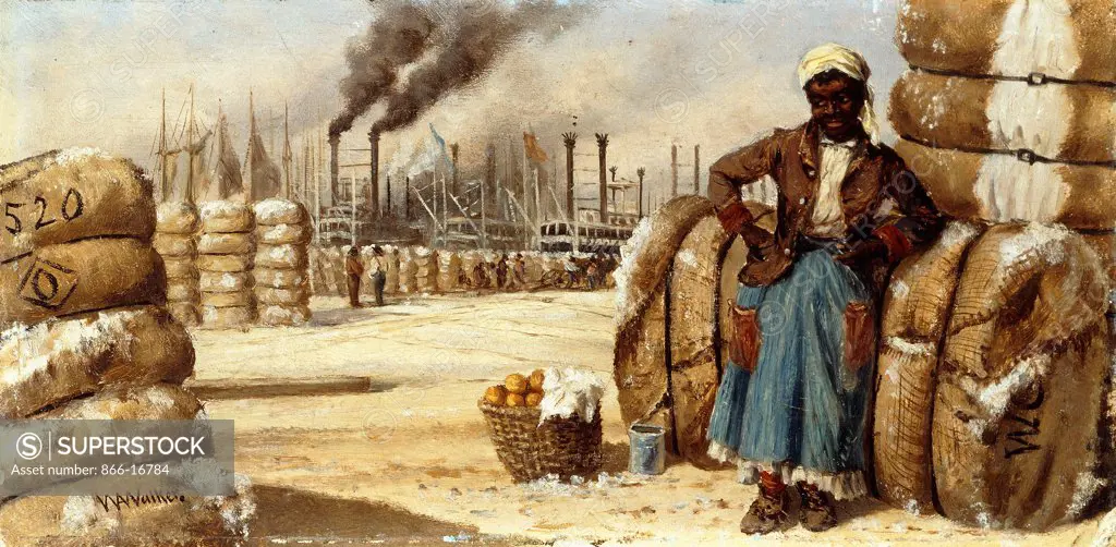 At the Levee.  William Aiken Walker (1838-1921). Oil on panel. 15.9 x 30.7cm.