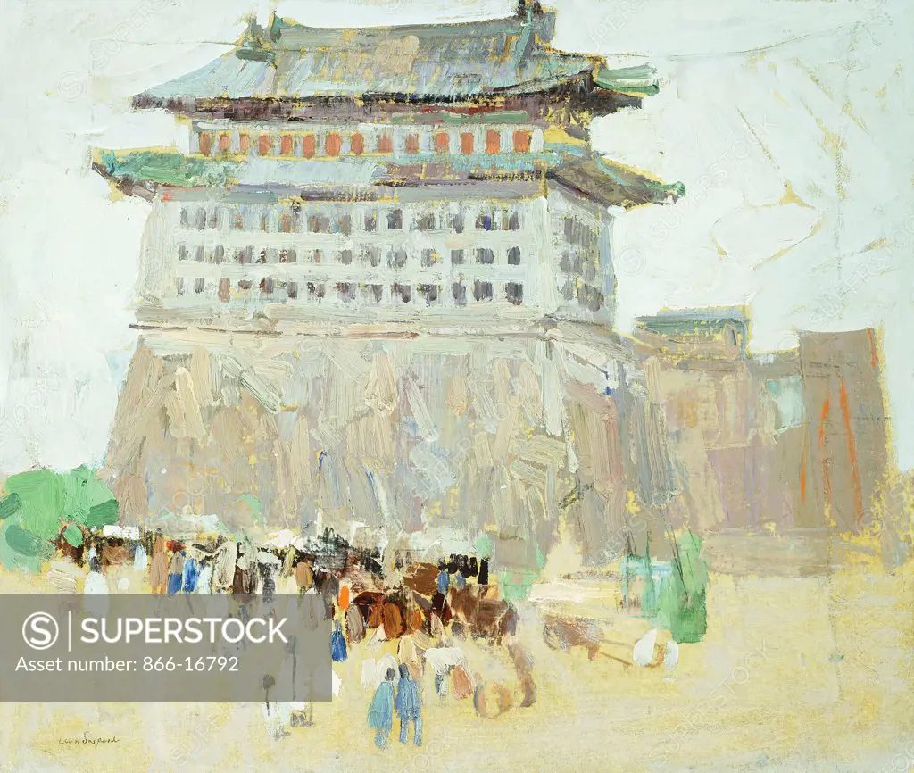 Gate to Gobi, Peking. Leon Gaspard (1882-1964). Oil on canvas laid down on board. 32.1 x 38.1cm.