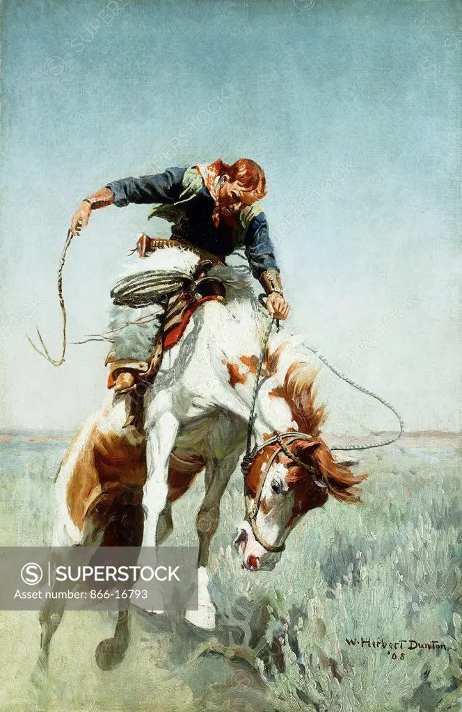 Bronco Rider.  William Herbert 'Buck' Dunton (1878-1936). Oil on canvas. Signed and dated 1908. 74.1 x 48.5cm.