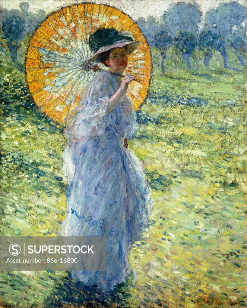 Woman with a Parasol. Frederick Carl Frieseke (1874-1939). Oil on canvas. Painted circa 1906. 80.9 x 64.8cm.
