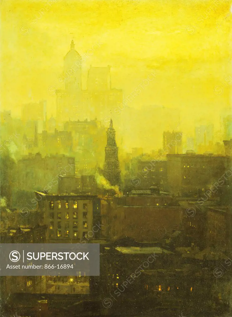 Urban Nocturne. Paul Cornoyer (1864-1923). Oil on canvas. 69 x 50.5cm.