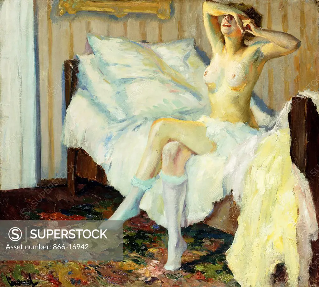 The Awakening. Edward Cucuel (1879-1951). Oil on canvas laid down on panel. 72 x 80cm.