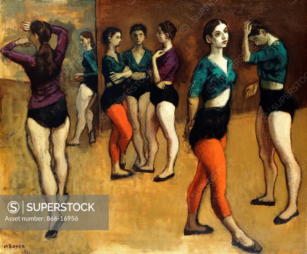 Dancers in Rehearsal. Moses Soyer (1899-1974). Oil on canvas. Painted in 1951. 76.2 x 91.4cm.